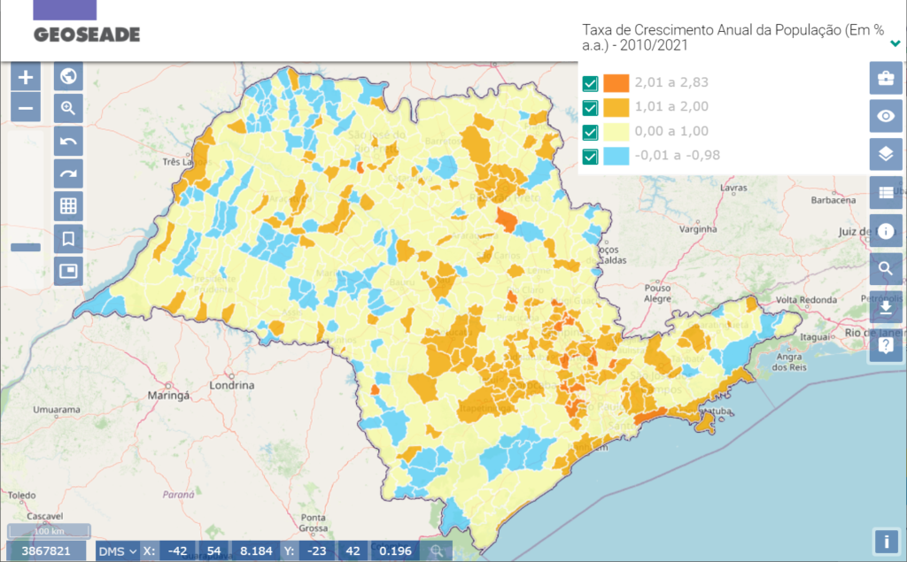 Taxa De Crescimento Anual Da Populacional Portal Geo Seade